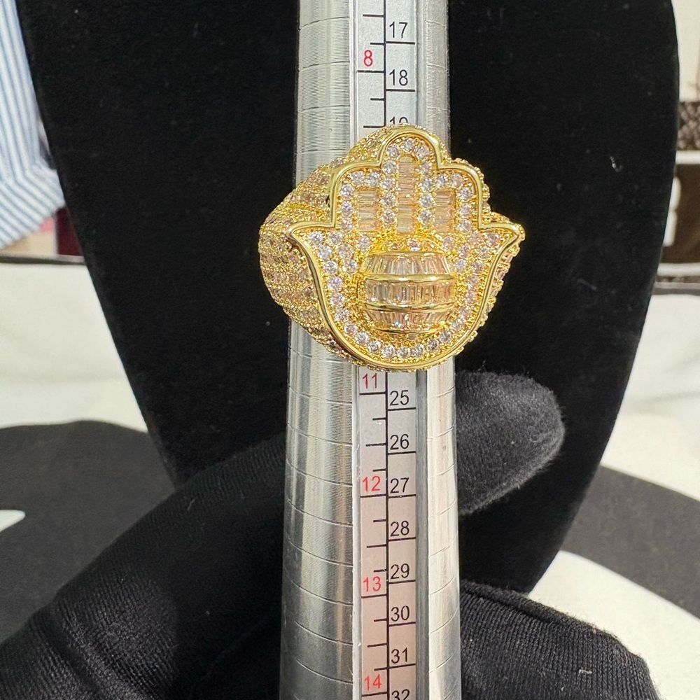 Sparkling Gold Plated Hamsa Ring